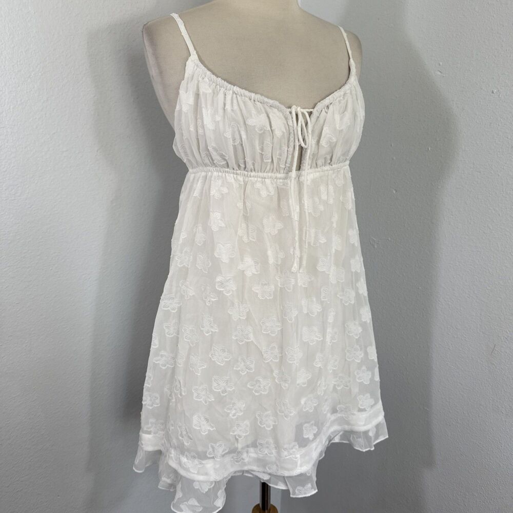 Princess Polly Mini Dress Womens 8 White Babydoll Fairy Whimsical Y2K 90s - Picture 3 of 12